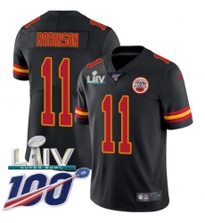 Youth Kansas City Chiefs #11 Demarcus Robinson Black Super Bowl LIV 2020 Stitched Limited Rush Jersey