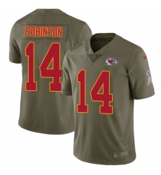 Youth Nike Kansas City Chiefs #14 Demarcus Robinson Limited Olive 2017 Salute to Service NFL Jersey