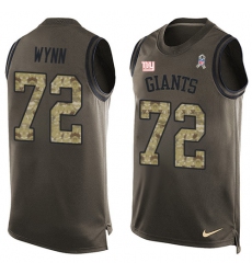 Men's Nike New York Giants #72 Kerry Wynn Limited Green Salute to Service Tank Top NFL Jersey