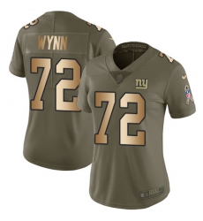 Women's Nike New York Giants #72 Kerry Wynn Limited Olive/Gold 2017 Salute to Service NFL Jersey