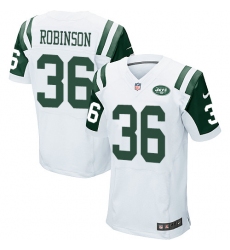 Men's Nike New York Jets #36 Rashard Robinson Elite White NFL Jersey