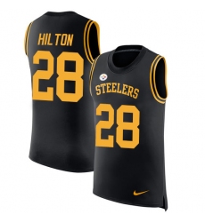 Men's Nike Pittsburgh Steelers #28 Mike Hilton Black Rush Player Name & Number Tank Top NFL Jersey