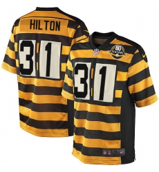 Men's Nike Pittsburgh Steelers #31 Mike Hilton Limited Yellow/Black Alternate 80TH Anniversary Throwback NFL Jersey