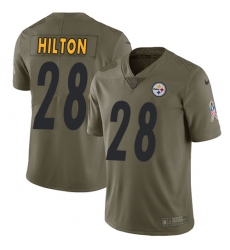Youth Nike Pittsburgh Steelers #28 Mike Hilton Limited Olive 2017 Salute to Service NFL Jersey
