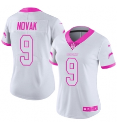 Women's Nike Los Angeles Chargers #9 Nick Novak Limited White/Pink Rush Fashion NFL Jersey