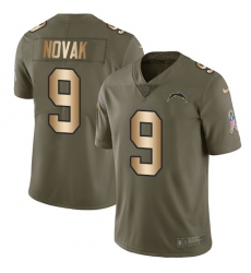Youth Nike Los Angeles Chargers #9 Nick Novak Limited Olive/Gold 2017 Salute to Service NFL Jersey