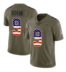 Youth Nike Los Angeles Chargers #9 Nick Novak Limited Olive/USA Flag 2017 Salute to Service NFL Jersey