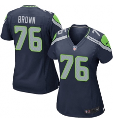 Women's Nike Seattle Seahawks #76 Duane Brown Game Navy Blue Team Color NFL Jersey