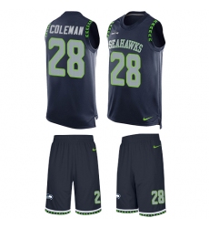 Men's Nike Seattle Seahawks #28 Justin Coleman Limited Steel Blue Tank Top Suit NFL Jersey