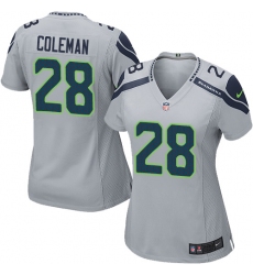 Women's Nike Seattle Seahawks #28 Justin Coleman Game Grey Alternate NFL Jersey