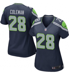 Women's Nike Seattle Seahawks #28 Justin Coleman Game Navy Blue Team Color NFL Jersey