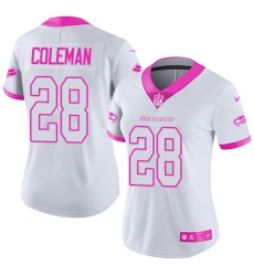 Women's Nike Seattle Seahawks #28 Justin Coleman Limited White/Pink Rush Fashion NFL Jersey