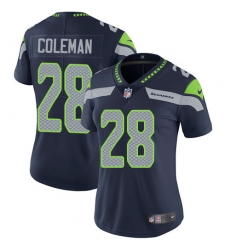Women's Nike Seattle Seahawks #28 Justin Coleman Navy Blue Team Color Vapor Untouchable Limited Player NFL Jersey