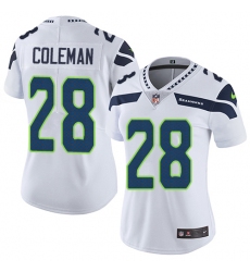 Women's Nike Seattle Seahawks #28 Justin Coleman White Vapor Untouchable Elite Player NFL Jersey