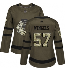 Women's Adidas Chicago Blackhawks #57 Tommy Wingels Authentic Green Salute to Service NHL Jersey