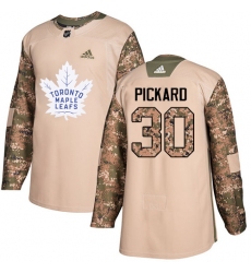 Men's Adidas Toronto Maple Leafs #30 Calvin Pickard Authentic Camo Veterans Day Practice NHL Jersey