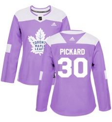 Women's Adidas Toronto Maple Leafs #30 Calvin Pickard Authentic Purple Fights Cancer Practice NHL Jerse