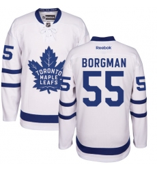 Men's Reebok Toronto Maple Leafs #55 Andreas Borgman Authentic White Away NHL Jersey