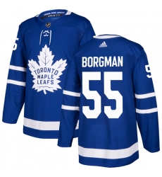 Youth Adidas Toronto Maple Leafs #55 Andreas Borgman Authentic Royal Blue Home NHL Jersey