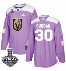 Youth Adidas Vegas Golden Knights #30 Malcolm Subban Authentic Purple Fights Cancer Practice 2018 Stanley Cup Final NHL Jersey