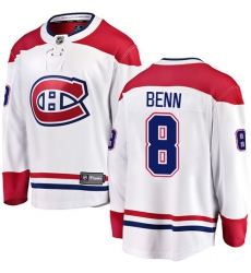 Men's Montreal Canadiens #8 Jordie Benn Authentic White Away Fanatics Branded Breakaway NHL Jersey