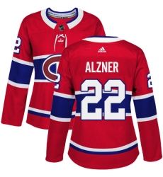 Women's Adidas Montreal Canadiens #22 Karl Alzner Premier Red Home NHL Jersey