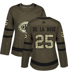Women's Adidas Montreal Canadiens #25 Jacob de la Rose Authentic Green Salute to Service NHL Jersey