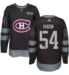 Men's Adidas Montreal Canadiens #54 Charles Hudon Premier Black 1917-2017 100th Anniversary NHL Jersey