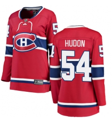 Women's Montreal Canadiens #54 Charles Hudon Authentic Red Home Fanatics Branded Breakaway NHL Jersey