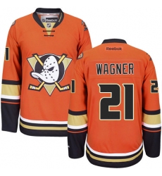 Men's Reebok Anaheim Ducks #21 Chris Wagner Premier Orange Third NHL Jersey