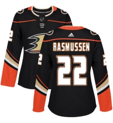 Women's Adidas Anaheim Ducks #22 Dennis Rasmussen Premier Black Home NHL Jersey