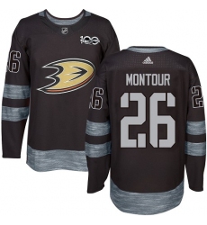 Men's Adidas Anaheim Ducks #26 Brandon Montour Authentic Black 1917-2017 100th Anniversary NHL Jersey