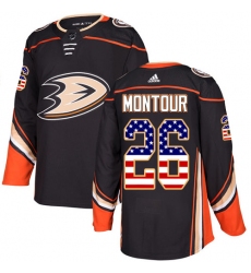 Youth Adidas Anaheim Ducks #26 Brandon Montour Authentic Black USA Flag Fashion NHL Jersey
