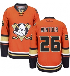 Youth Reebok Anaheim Ducks #26 Brandon Montour Premier Orange Third NHL Jersey