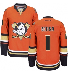 Youth Reebok Anaheim Ducks #1 Reto Berra Authentic Orange Third NHL Jersey