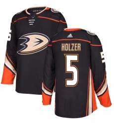 Youth Adidas Anaheim Ducks #5 Korbinian Holzer Premier Black Home NHL Jersey