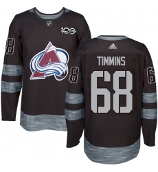 Men's Adidas Colorado Avalanche #68 Conor Timmins Premier Black 1917-2017 100th Anniversary NHL Jersey