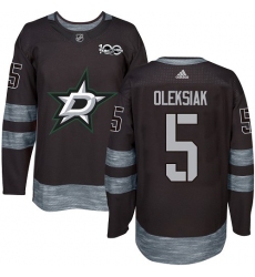 Men's Adidas Dallas Stars #5 Jamie Oleksiak Premier Black 1917-2017 100th Anniversary NHL Jersey