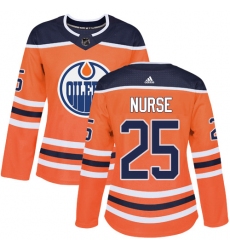 Women's Adidas Edmonton Oilers #25 Darnell Nurse Authentic Orange Home NHL Jersey