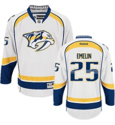 Men's Reebok Nashville Predators #25 Alexei Emelin Authentic White Away NHL Jersey
