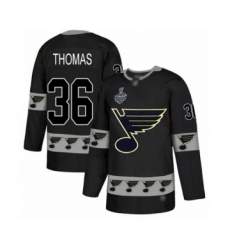 Men's St. Louis Blues #36 Robert Thomas Authentic Black Team Logo Fashion 2019 Stanley Cup Final Bound Hockey Jersey