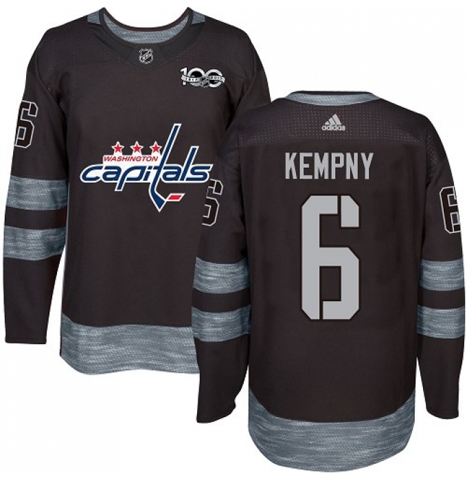 Men's Adidas Washington Capitals #6 Michal Kempny Authentic Black 1917-2017 100th Anniversary NHL Jersey