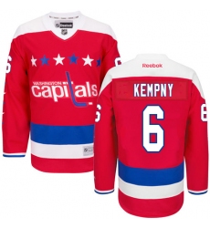 Men's Reebok Washington Capitals #6 Michal Kempny Authentic Red Third NHL Jersey