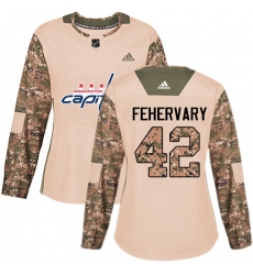 Women's Adidas Washington Capitals #42 Martin Fehervary Authentic Camo Veterans Day Practice NHL Jersey