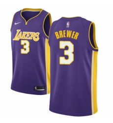 Youth Nike Los Angeles Lakers #3 Corey Brewer Authentic Purple NBA Jersey - Icon Edition
