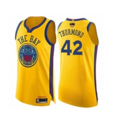 Youth Golden State Warriors #42 Nate Thurmond Swingman Gold 2019 Basketball Finals Bound Basketball Jersey - City Edition