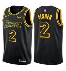 Youth Nike Los Angeles Lakers #2 Derek Fisher Swingman Black NBA Jersey - City Edition