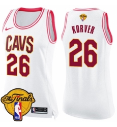 Women's Nike Cleveland Cavaliers #26 Kyle Korver Swingman White/Pink Fashion 2018 NBA Finals Bound NBA Jersey