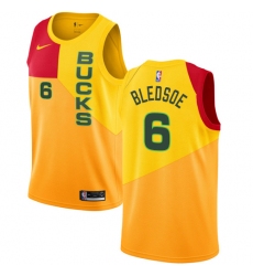 Youth Nike Milwaukee Bucks #6 Eric Bledsoe Swingman Yellow NBA Jersey - City Edition