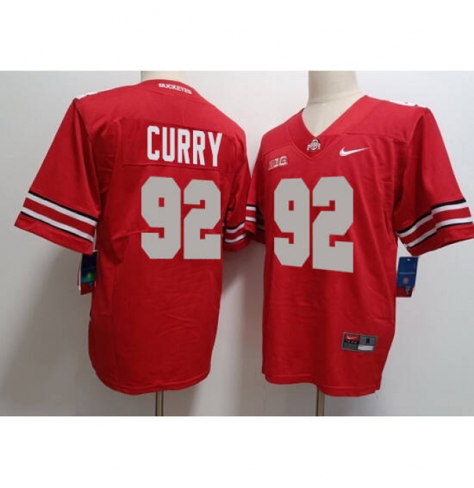 Men's Ohio State Buckeyes #92 Curry Red Limited Stitched Football Jersey